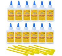PVA Craft Glue Set for Kids - 12 x 50ml Bottles with 12 Glue Spreaders | School & Crafting Tacky White Strong Adhesive - Kids B Crafty