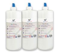 PVA Glue Washable Child Safe (1 Litre) - Adhesive for Arts and Crafts, School, Kids - Non-Toxic, Dries Clear, Eco Spreader Lid (3 Bottles)