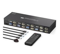PVBCTCSID HDMI KVM Switch 4 Computers 2 Monitors EDID 4K60Hz for 4 PC Sharing Dual Monitor and 4 USB 3.0 port with Remote Control