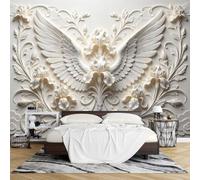 PVC 3D Embossed Angel Wings Peel and Stick Wallpaper 100 x 150cm Iris Flower Wall Mural Relief Effect Removable Waterproof Wallpaper Mural for Living Room Bedroom Wall Decoration