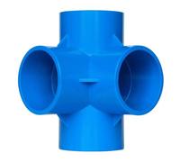 PVC 4-Way Elbow 20mm,25mm,32mm,40mm,50mm Metric Solvent Weld Pressure Pipe Fitting Pipe Connector Aquarium Pond Pool Garden DIY(Blue,25mm)