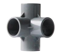 PVC 4-Way Elbow 20mm,25mm,32mm,40mm,50mm Metric Solvent Weld Pressure Pipe Fitting Pipe Connector Aquarium Pond Pool Garden DIY(Grey,40mm)
