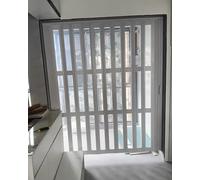 PVC Accordion Foldable Interior Door with Transparent Acrylic Glass, Sliding Folding Screen Gate for Large Opening, Front Room