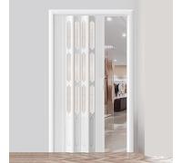 PVC Accordion Folding Door with Frosted Window, Invisible Sliding Screen for Room Divider, Multifold Door for Laundry Room, Bathroom, Pantry