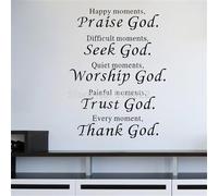 PVC Adhesive Removable Praise Seek Thank God Wall Sticker Decal Living Room Decor