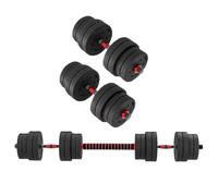 PVC Adjustable Dumbbells Set 20kg + 25kg + 30kg, 2 in 1 Dumbbell and Barbell with Screw Collars, Coated Weight Plates and Non-Slip Grip for Home Gym Strength Training