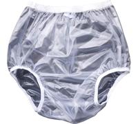 PVC Adult Pull on Plastic Pants,Reusable Nappies,Plastic Diaper Pants Cover,Wound Sealing Waterproof Pants,Rubber Incontinence Knickers, Anti-Side Leakage Safety Pants for Women A,XXL