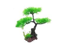 PVC Artificial Cherry Blossom Tree And Grass | Multicolor Fish Tank Decoration: Artificial Cherry Blossom Tree And Grass(Green)