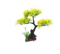 PVC Artificial Cherry Blossom Tree And Grass | Multicolor Fish Tank Decoration: Artificial Cherry Blossom Tree And Grass(Light Yellow)