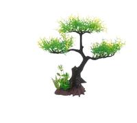PVC Artificial Cherry Blossom Tree | Multicolor Aquarium Decoration: Artificial Plants for Fish Tank(Light Green)