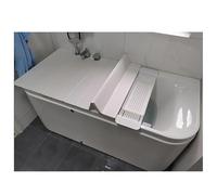 PVC Bath Tub Cover 0.6cm Thick Foldable Dustproof Panel Insulating Bath Accessories with Shutter Lid Fits 22 Sizes Durable Waterproof Protection