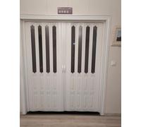 PVC Bi Folding Sliding Doors with Metal Track, Double Panel Louvre Design for Bedroom, Corridor, Patio - Space Saving Solution