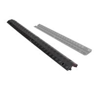 PVC Cable Protector, Floor Cord Cover 1 Channel, Durable Cord Protector with Connecting Buckle for Residential, Courtyards, Stages, Schools, Factories(Black)