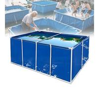 PVC Canvas Fish Pond with Stand and Drain Valve, Temporary Holding Tank for Saltwater Fish, Koi, Turtles, and Swimming