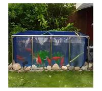 PVC Canvas Fish Pond with Steel Frame, Outdoor Aquarium Pool with Transparent Viewing Panel and Drain Valve, Foldable Water Storage Tank for Fish Farming