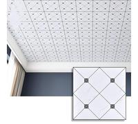 PVC Ceiling Tiles Glue Up,Bathroom Waterproof Wallpaper,White Decorative Wall,Suspended Panel,Flexible and Crack-Resistant(Style B,20-pcs 60 * 60cm)
