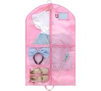 PVC Children's Garment Storage Bags for Dance Competition Costumes, 40 Inch Bags for Hanging Clothes with 4 Medium Transparent Zipper Pockets and 1 Large Back Zipper Pocket Ideal Garment Bags(Pink)
