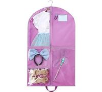 PVC Children's Garment Storage Bags for Dance Competition Costumes, 40 Inch Bags for Hanging Clothes with 4 Medium Transparent Zipper Pockets and 1 Large Back Zipper Pocket (Purple)