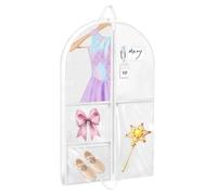 PVC Children's Garment Storage Bags for Dance Competition Costumes, 40 Inch Bags for Hanging Clothes with 4 Medium Transparent Zipper Pockets and 1 Large Back Zipper Pocket (Transparent)