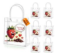 PVC Clear Gift Bag With Handles 25 Pack - Angry Strawberry “I Can't Even. Open Me”Totes | Reusable Wedding Welcome Bags, Birthday Party Favors Bulk & Employee Appreciation Gifts