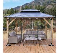 Pvc Clear Tarp Curtains With Zipper Door,Waterproof Transparent Tarpaulin Side Panels for Pergola Gazebo,0.3mm Weatherproof Tarp Cover Sheet With Grommets,Partition Curtains,W×H-2.7×2m(8.9*6.6ft)