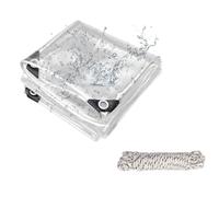 Pvc Clear Tarpaulin 330 x 390 cm Waterproof UV Resistant Transparent Pvc Clear Tarpaulin with Eyelets and Rope for Garden, Gazebo, Patio Enclosure, A