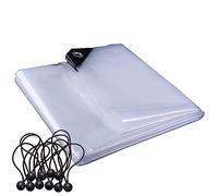 Pvc Clear Universal Tarpaulin Outdoor Side Panels with Grommets 0.12mm Plastic Vinyl Tarp Cover with Elastic Ball Rope Tear Resistant Waterproof (Color : Clear, Size : 3x6m/9.84x19.69ft)