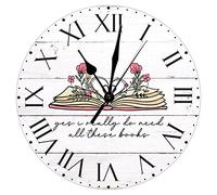 PVC Clock Yes I Really Do Need All These Books Round Wall Clock Bookish Gifts With Roman Numerals Bookish People 10in Silent Non-Ticking Novelty PVC Wall Clock for Living Room Home Farmhouse