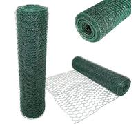PVC Coated Chicken Wire, Galvanized Welded Wire Mesh Fencing Rolls, 100mm x 75mm Hole Size Hot Dipped Galvanized Netting, Anti-Rust Garden Wire Poultry Netting for Garden/Chicken/Plants (90cm x 25m)