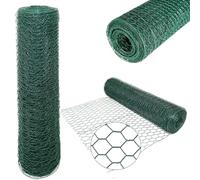 PVC Coated Wire Mesh Fencing 60cmX25m/2FTX82FT Hot Dipped Galvanized Wire Fence Chicken Wire Mesh Roll Garden Netting Farm ProtectiveTemporary Border Fence for Rabbit Dog Duck Animal Poultry, Green
