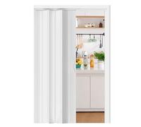 PVC Concertina Door - 80in Height, Polished Pleated Accordion Room Divider for Internal Laundry, Pantry, Closet Spaces