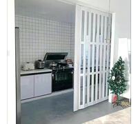 PVC Concertina Folding Door for Bathroom 110x195cm Silent Slide Ra Magnetic Locking Space-Saving Closet Partition Panel for Bedroom & Kitchen