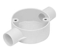 PVC Conduit Circular Boxes Two-Way-Through- 20mm / 25mm White (25mm)