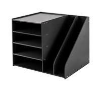 PVC Desk Mail Organizer 39*31*30cm Desktop File Holder Organizer Mail Sorter with 6 Compartments, Black Paper Storage Filing Rack Mesh Letter Sorter Envelopes Mail Sorter for Home &Office