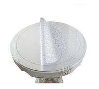 PVC Desk Table Mat Waterproof Round Tabletop Protector Mat, Washable Tablecover Frosted/Clear Plastic Table Cloth(Frosted Rose,51.2 inch (Round))