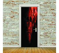 PVC Door Stickers 3D Self-Adhesive Door Poster Red Abstract Skull 80 X 200 Cm (31.49" X 78.74") DIY Door Sticker Wall Art Mural Home Decals Wallpaper Decal Decoration Decor Photo Living Room Renovati