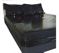 PVC DOUBLE SIZE FITTED BED SHEET HIGH GLOSS VINYL Waterproof 160 x 200 UK SELLER