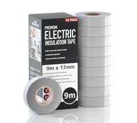 PVC Electrical Insulation Tape 10 Roll White 17Mm X 9M Flame Retardant High Voltage Protection Strong Adhesion Ideal For Wiring Cable Jointing Bundling Repairs And General Electrical Maintenance Work