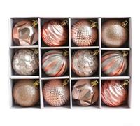 PVC Electroplated 6CM Christmas Ball Ornaments Set of 12 Hanging Balls Designed for Holiday Tree Decoration and Festive Home Display with Modern Nordic Style (6CM Gold)