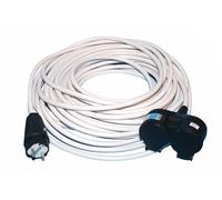 PVC extension cable H05VV-F 3G2.5 white with 2-way multi-splitter, 1-50m