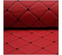 PVC Faux Leather Quilted Diamond Fluted Car Seating Vehicle Upholstery Fabric,Leather Stitch Padded Cushion Linen Wadding Fabric(Red,1.4x4m)