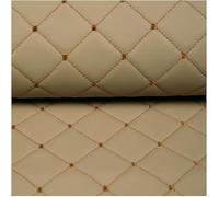 PVC Faux Leather Quilted Diamond Fluted Car Seating Vehicle Upholstery Fabric,Leather Stitch Padded Cushion Linen Wadding Fabric(Coffee,1.4x2m)