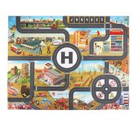 PVC Firefighting City Mat 100 x 130 cm,fire control Play,Toddler Car Track Rug,Area Rug Carpet for Kids and Children Bedrooms and Playroom