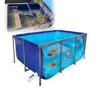 PVC Fish Breeding Tank with Steel Frame - Aquatic Pets Pool with Clear Viewing Window, Easy Assembly