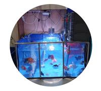 PVC Fish Pond with Steel Frame Clear Viewing Window Large Space for Koi/Goldfish Bing Outdoor Garden Water Feature - Blue 8ft