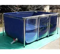 PVC Fish Pond with Steel Frame - Foldable Above Ground Pool with Clear Viewing Window - Durable Water Storage Tank for Outdoor Gardening and Aquatic Life