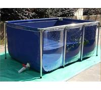 PVC Fish Pond with Steel Frame, Large Rectangular Above-Ground Pool, Foldable Water Storage Tank, Clear Viewing Window, 120x80x71cm, Durable Outdoor Use
