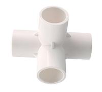 PVC Fitting, 4 Way Fitting Connectors Elbow Pipe Fittings Coupling Furniture Corner Connector for DIY Garden Support Structure, White Four-Connections 32mm