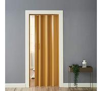 PVC Folding Accordion Door, Plastic Internal Magnetic Sliding Concertina Screen Panel Divider with Gloss Acrylic (6MM, Oak)