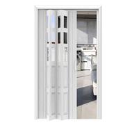 PVC Folding Door for Cupboard Kitchen Hallway, Pleated Metal Track Accordion Gate with Handle